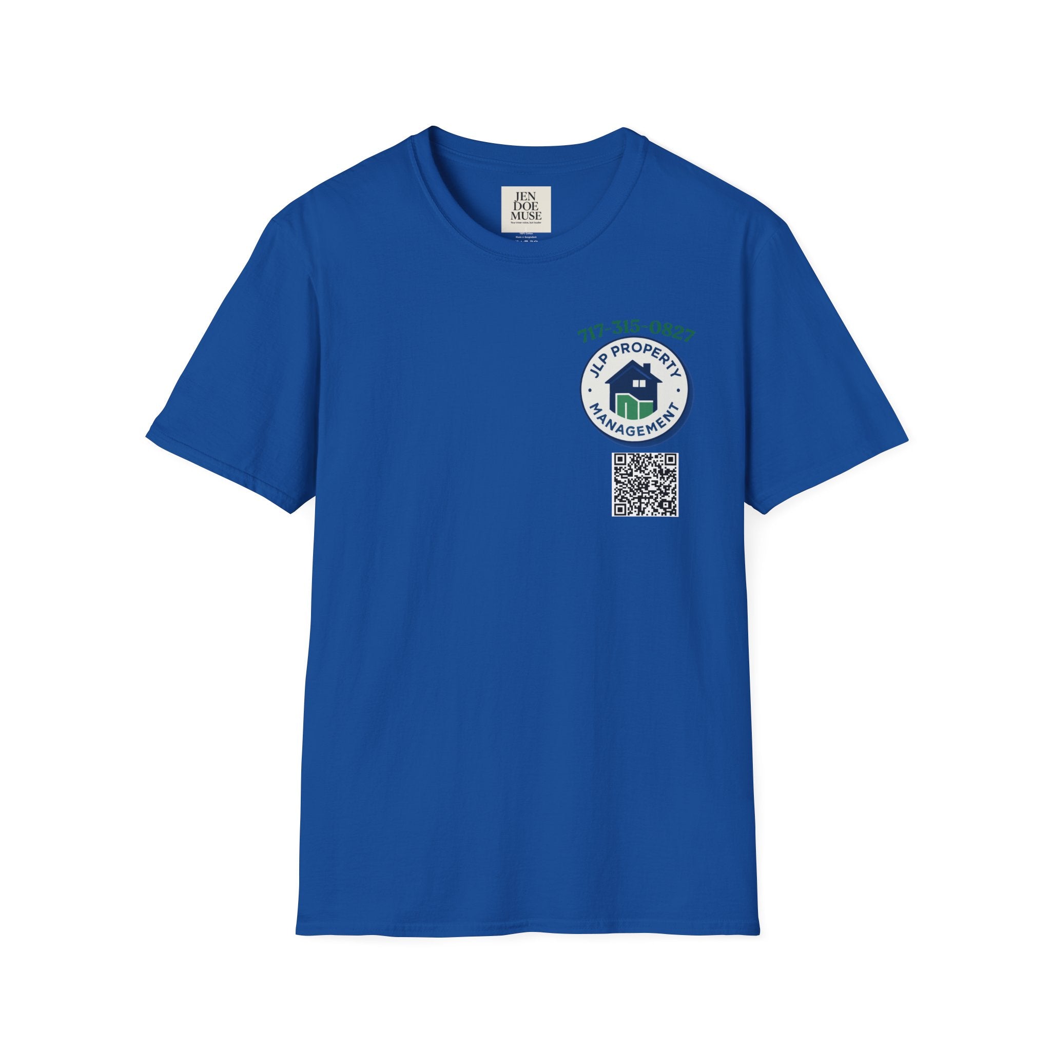 Property Management T-Shirt — JLP Property Management Logo Tee with QR Code