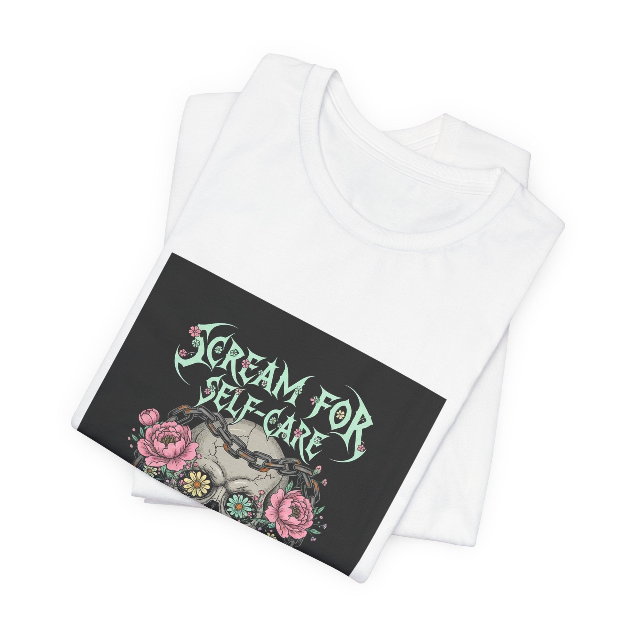Scream for Self-Care T-Shirt | metal font shirt, gothic wellness quote
