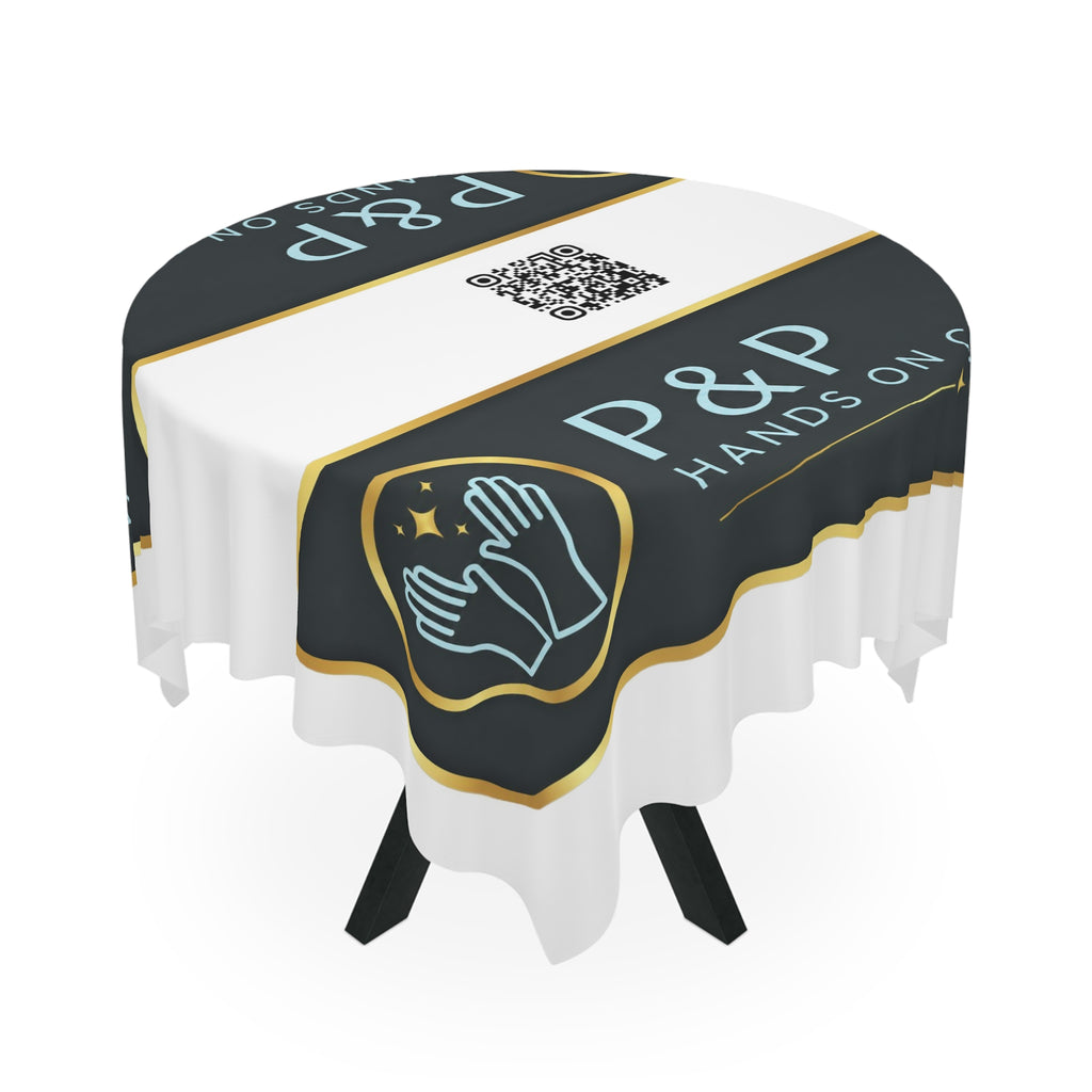 Custom Logo Tablecloth — P&P Hands On Cleaning Branded Table Cover