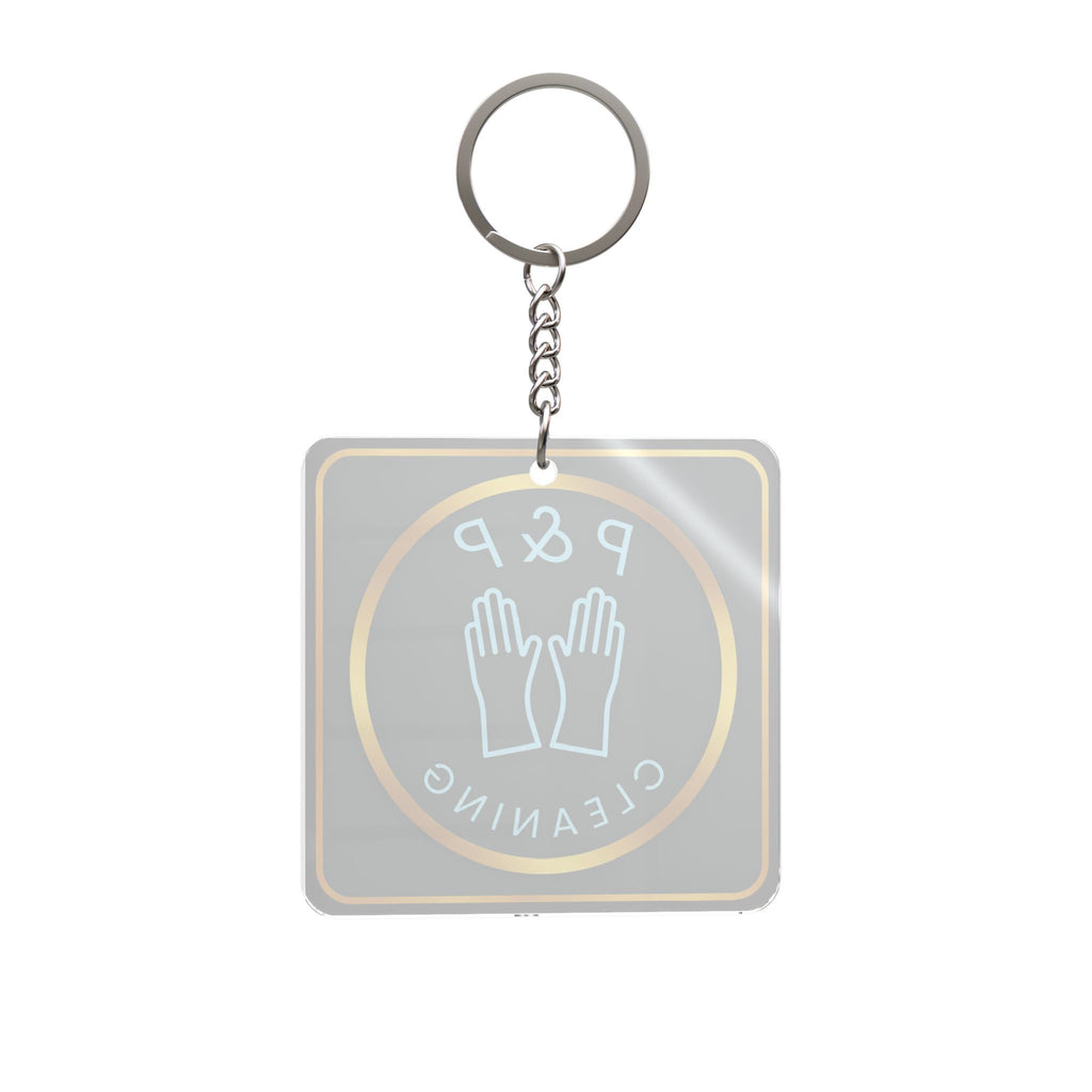 P&P Cleaning Square Keychain — Branded Janitorial Logo Keyring