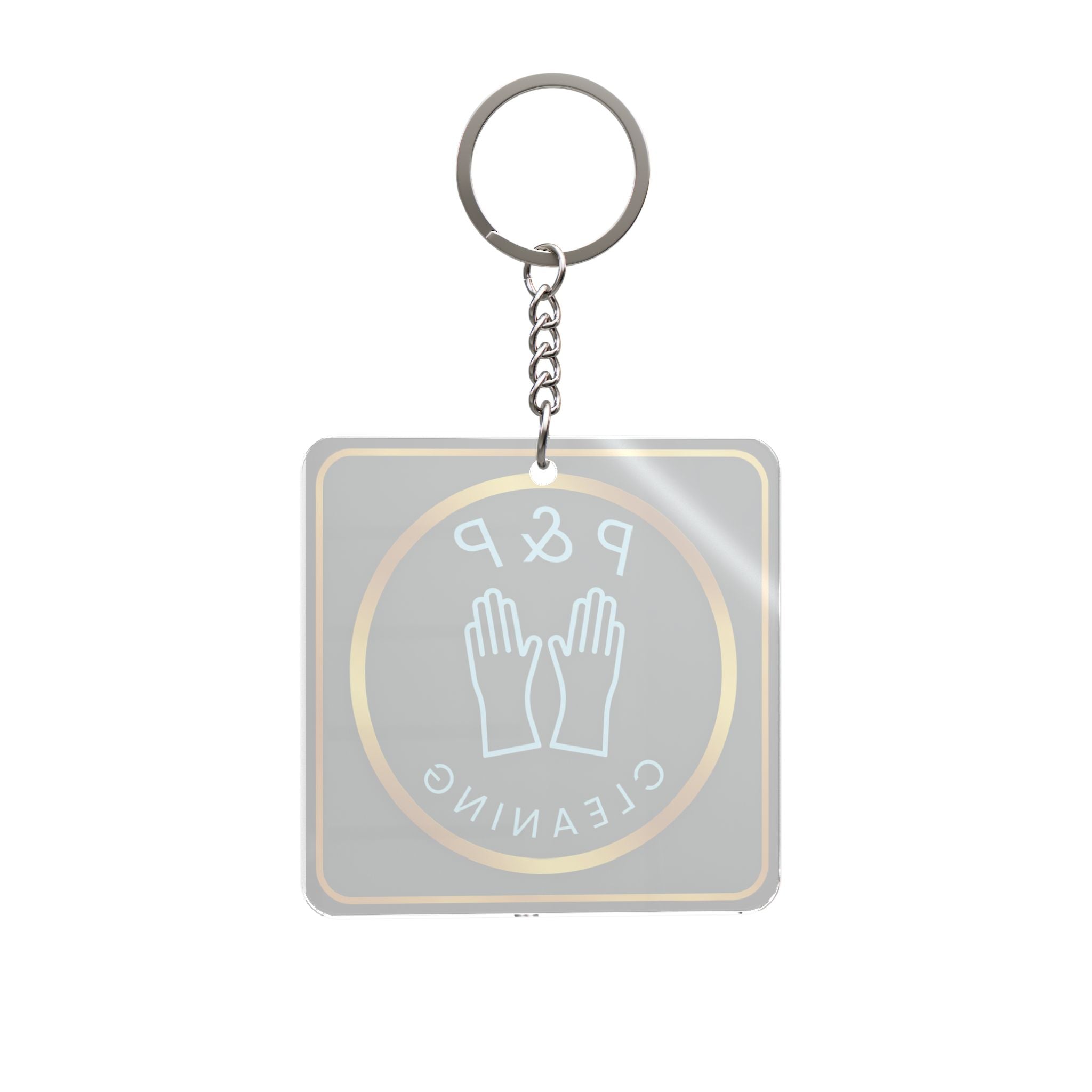 P&P Cleaning Square Keychain — Branded Janitorial Logo Keyring