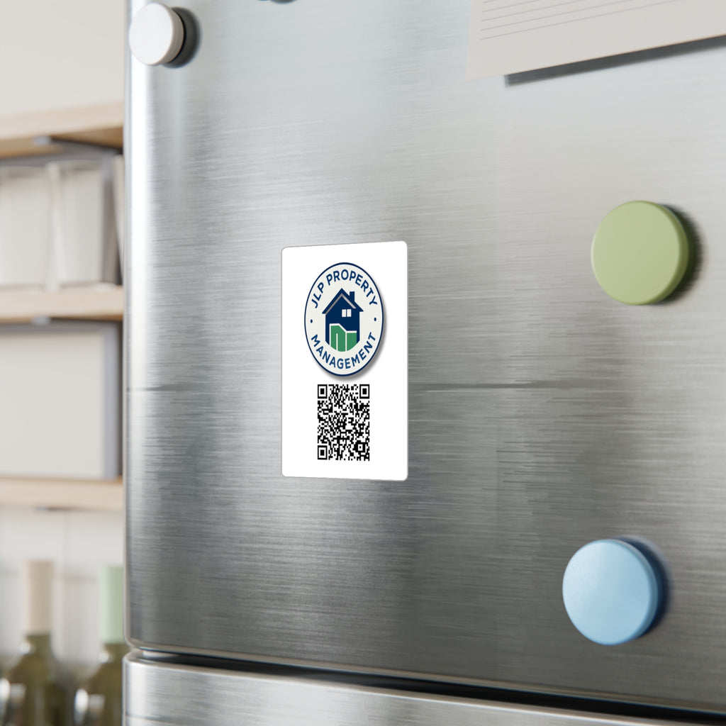 Property Management QR Code Vinyl Decal — Kiss-Cut Window Sticker with JLP Property Management Logo