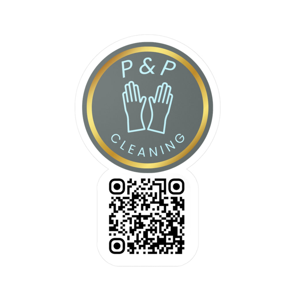 Kiss-Cut Vinyl Decal — P&P Cleaning Logo with QR Code (Window/Sticker)