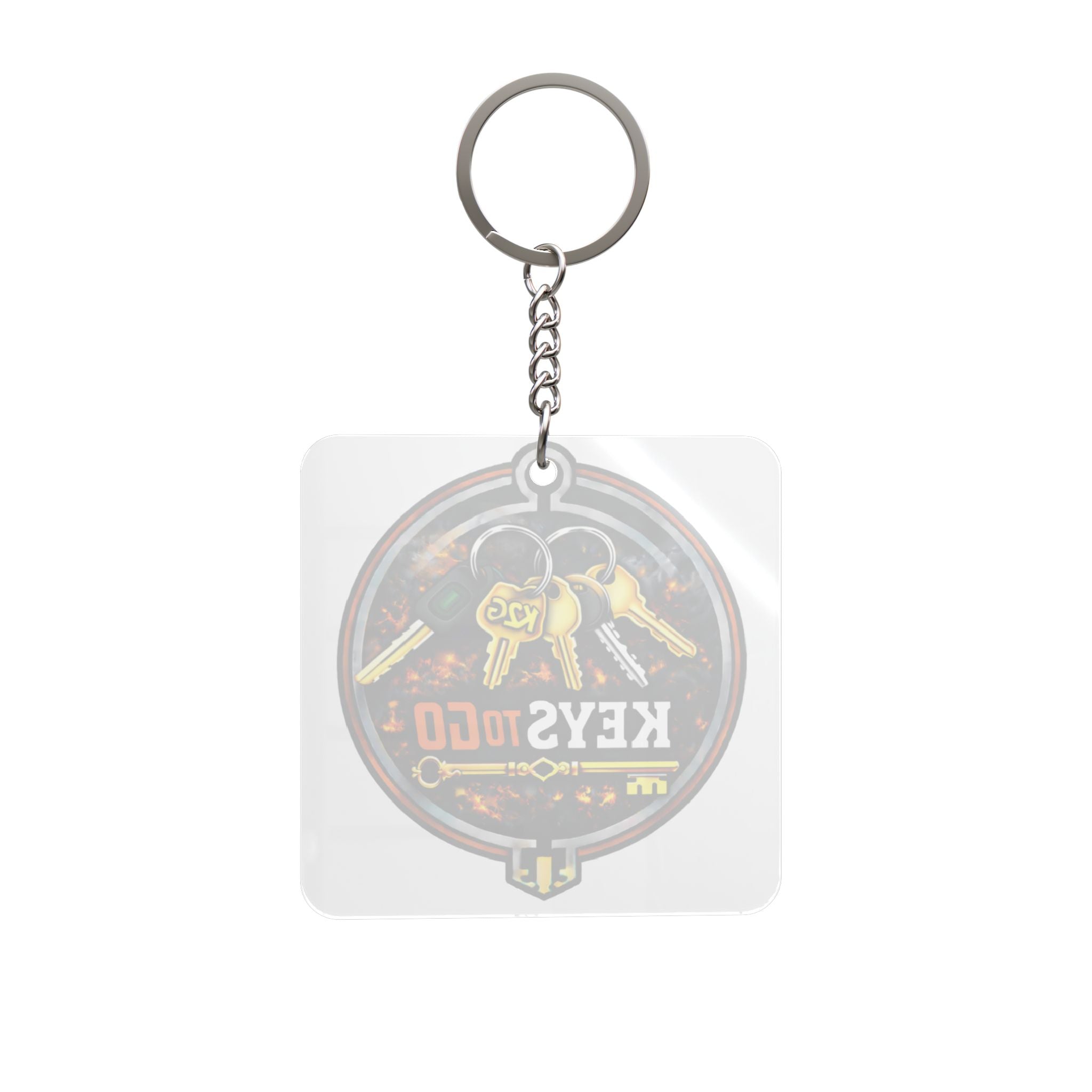 Keys To Go Square Keychain — Retro Motorcycle Keys Design