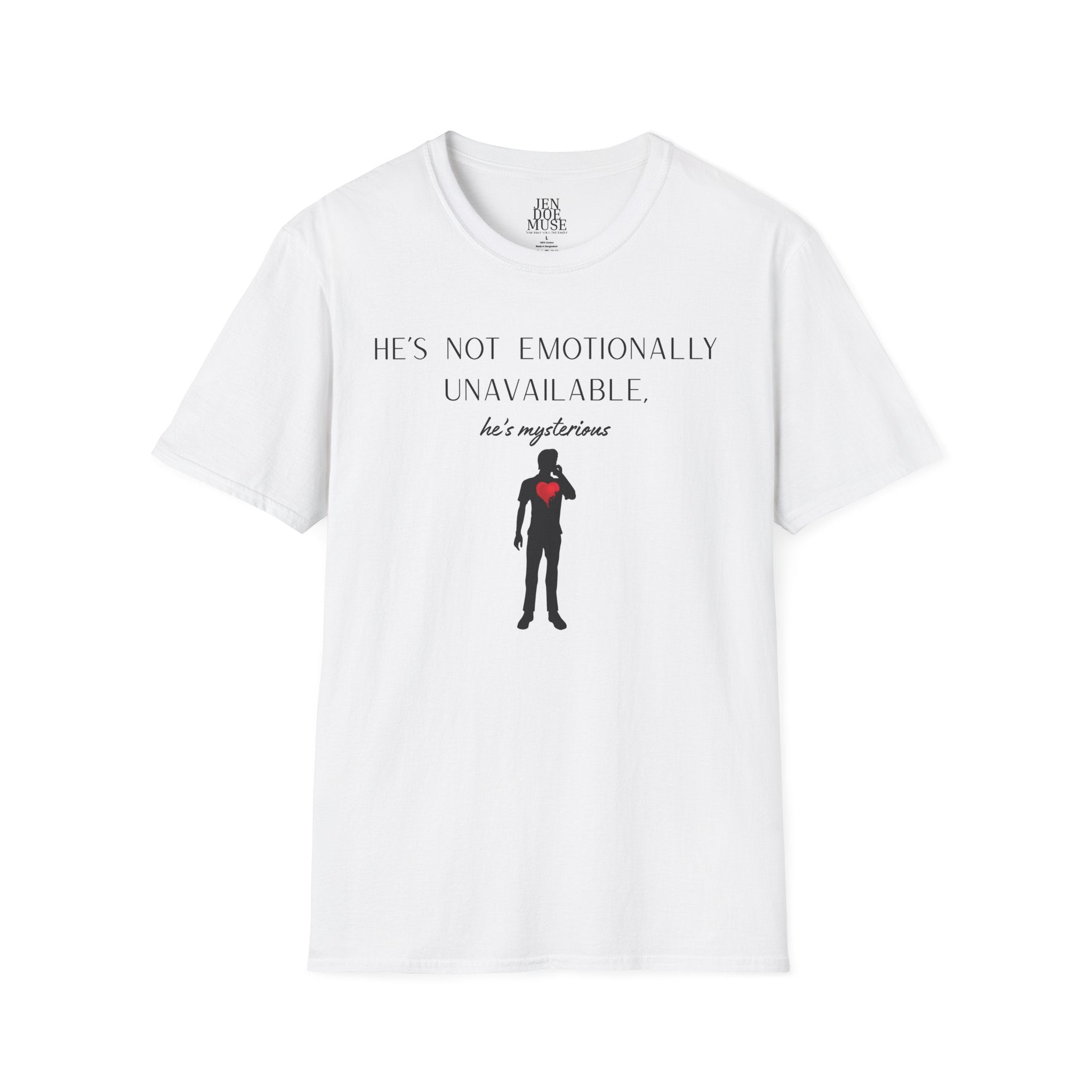Emotionally Unavailable Unisex Softstyle T-Shirt | Funny Relationship Tee, Casual Wear, Gift for Him, Perfect for Date Night, Humor Clothing