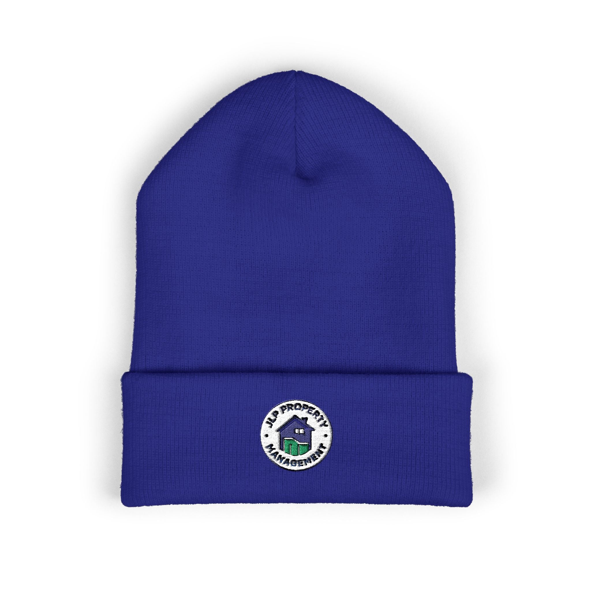 Embroidered Cuffed Beanie — Cozy Classic Winter Hat with Small Patch Logo