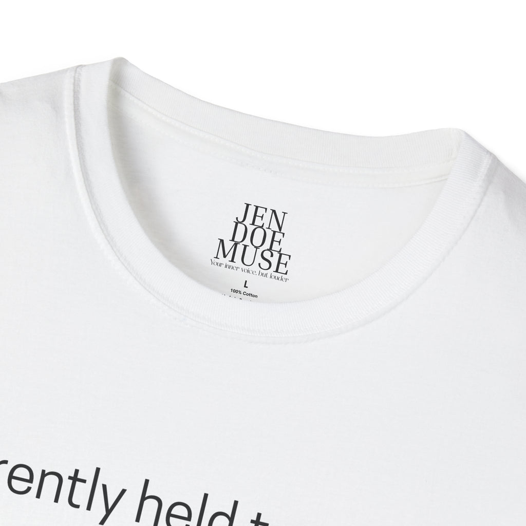 Currently Held Together by Dry Shampoo & Delusion Unisex Softstyle T-Shirt, Funny Graphic Tee, Casual Wear, Gift for Friends, Comedy Shirt