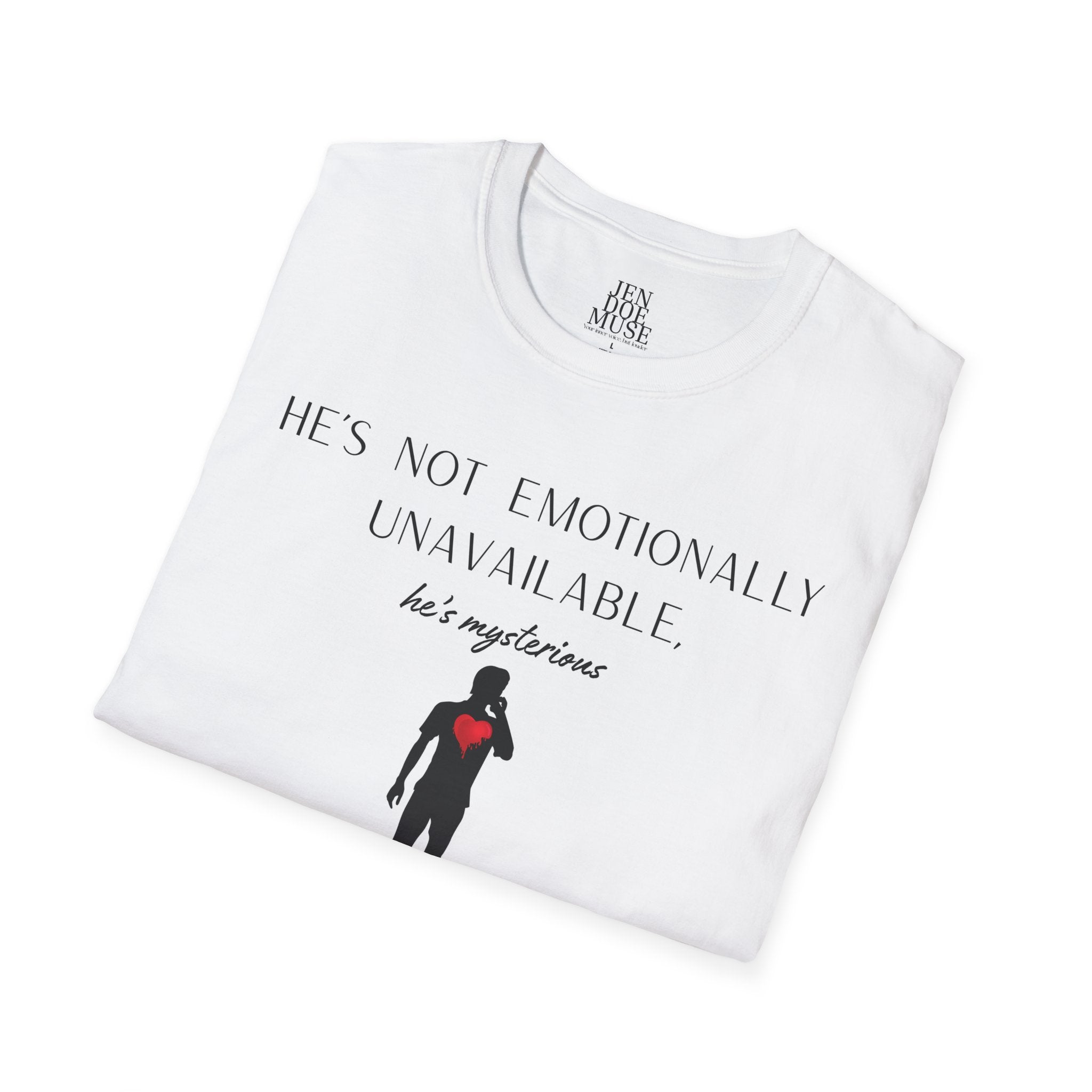 Emotionally Unavailable Unisex Softstyle T-Shirt | Funny Relationship Tee, Casual Wear, Gift for Him, Perfect for Date Night, Humor Clothing